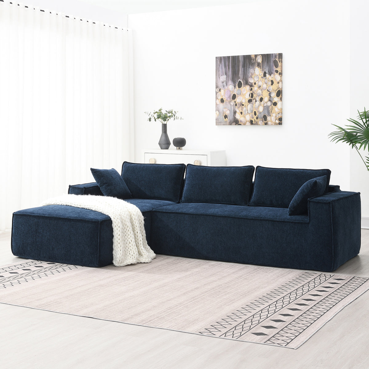 111.5*72' Minimalist Style Modular Sectional Sofa,Wrinkle-resistant Chenille Couch Set,L-Shaped Compressed Sofa for Living Room,2 PIC Free Combination,No Assembly Require,3 Colors N723S9587B-djyc