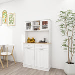 67.7" Tall Kitchen Trash Can Storage Cabinet with 3 Adjustable Shelves, 2 Drawers and 1 Tilt Out Trash Cabinet for Kitchen, Dinning Room, Living Room-White W282P182326-djyc