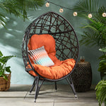 Teardrop-Shaped Outdoor Chair with Orange Cushion and Weather-Resistant Woven Finish 65647.00BORG-djyc