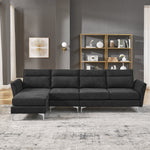Modern Sofa 3-Seat Couch with Stainless Steel Trim and Metal Legs for Living Room,New package compression sofa technology,black W487S00233-djyc