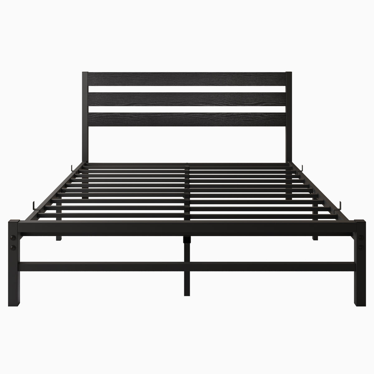 Queen Size Platform Bed Frame with Wooden Headboard, Under Bed Storage, Non-Slip, Noise Free, Easy Assembly, Black W840P164959-djyc