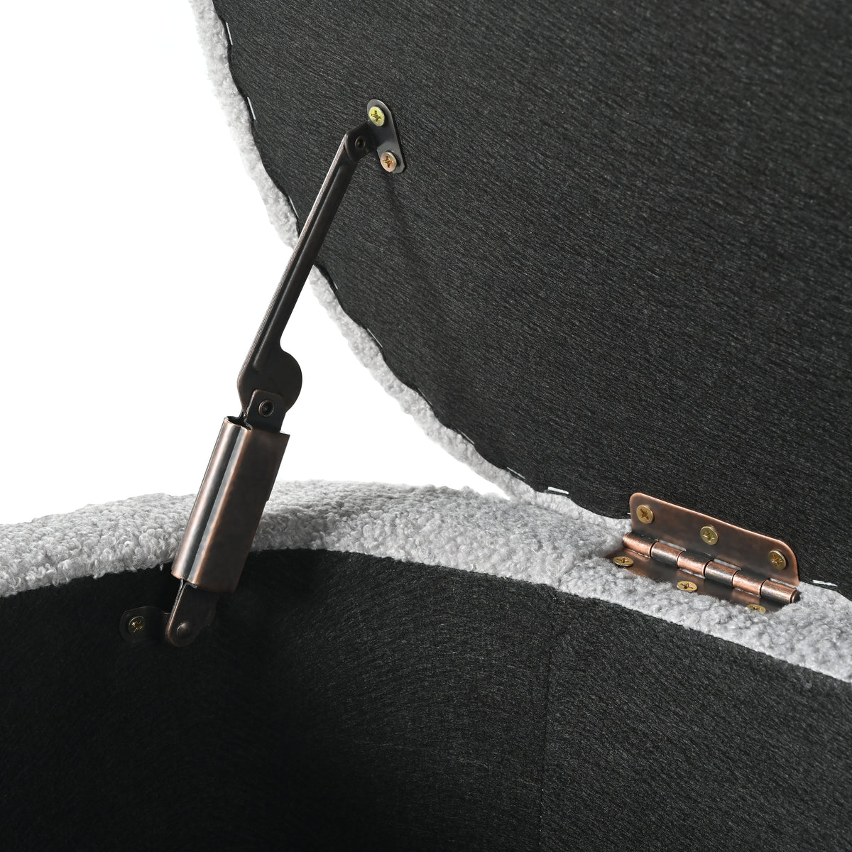 Oval Storage Bench for Living Room Bedroom End of Bed, Upholstered Storage Ottoman Entryway Bench With Metal Legs,Grey N769P195486G-djyc