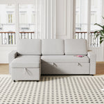 85.8" Pull Out Sleeper Sofa L-Shaped Couch Convertible Sofa Bed with Storage Chaise And Storage Racks,With USB Port And T-pyce Port W834S00267-djyc