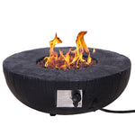 30,000 BTU Faux Woodgrain Round Propane Gas Fire pit With Weather cover, Lava Rocks For Outdoor W2029120078-djyc