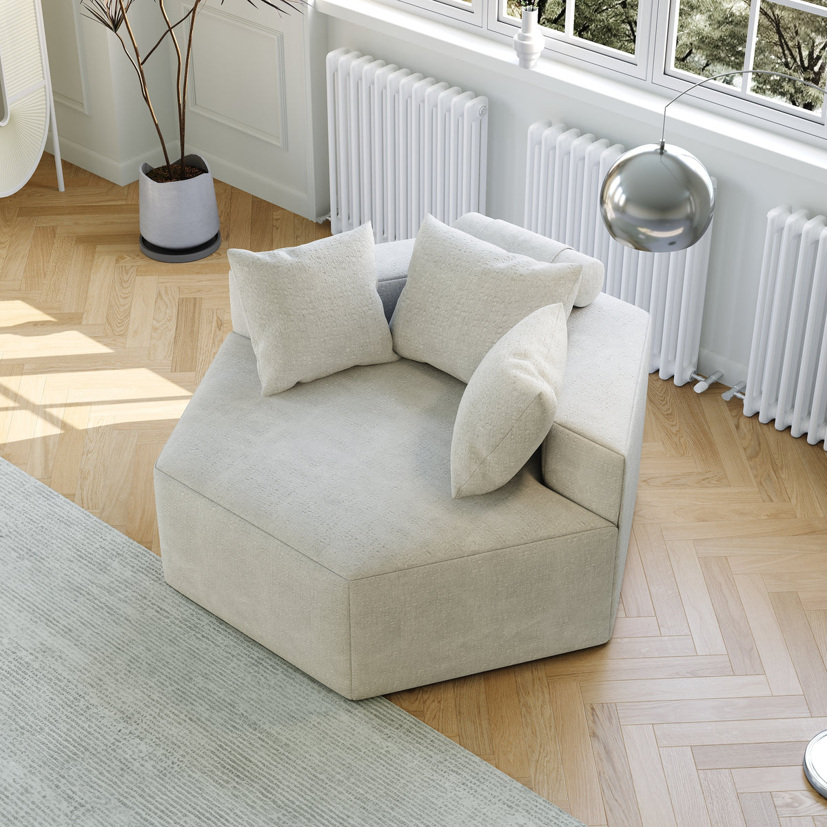 54''L Chenille Sponge single sofa,No Assembly Required,Fluffy Modern Sleeper Chair for Living room, Bedroom, Lounge and Projection Room W834P221045-djyc