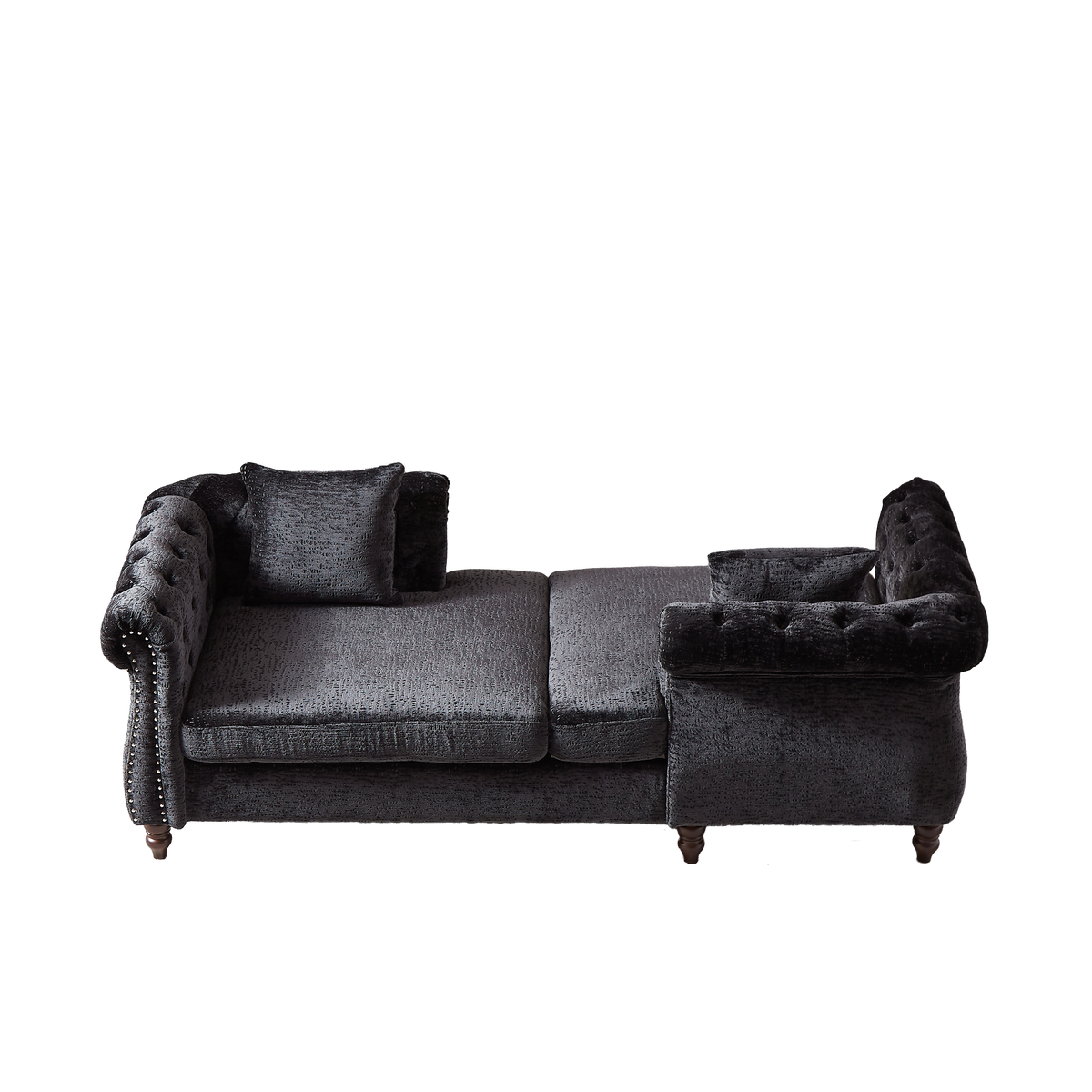 81-inch Chenille Face-to-face Chaise Lounge with Two Pillows,Nailhead trim,Button Tufted Design and Rolled Arms for Lounge, Living room and Office W834S00319-djyc