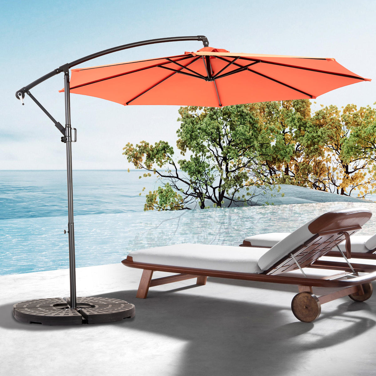 Best Choice Products 10ft Offset Hanging Market Patio Umbrella w/Easy Tilt Adjustment, Polyester Shade, 8 Ribs for Backyard, Poolside - (orange ) W640P234538-djyc