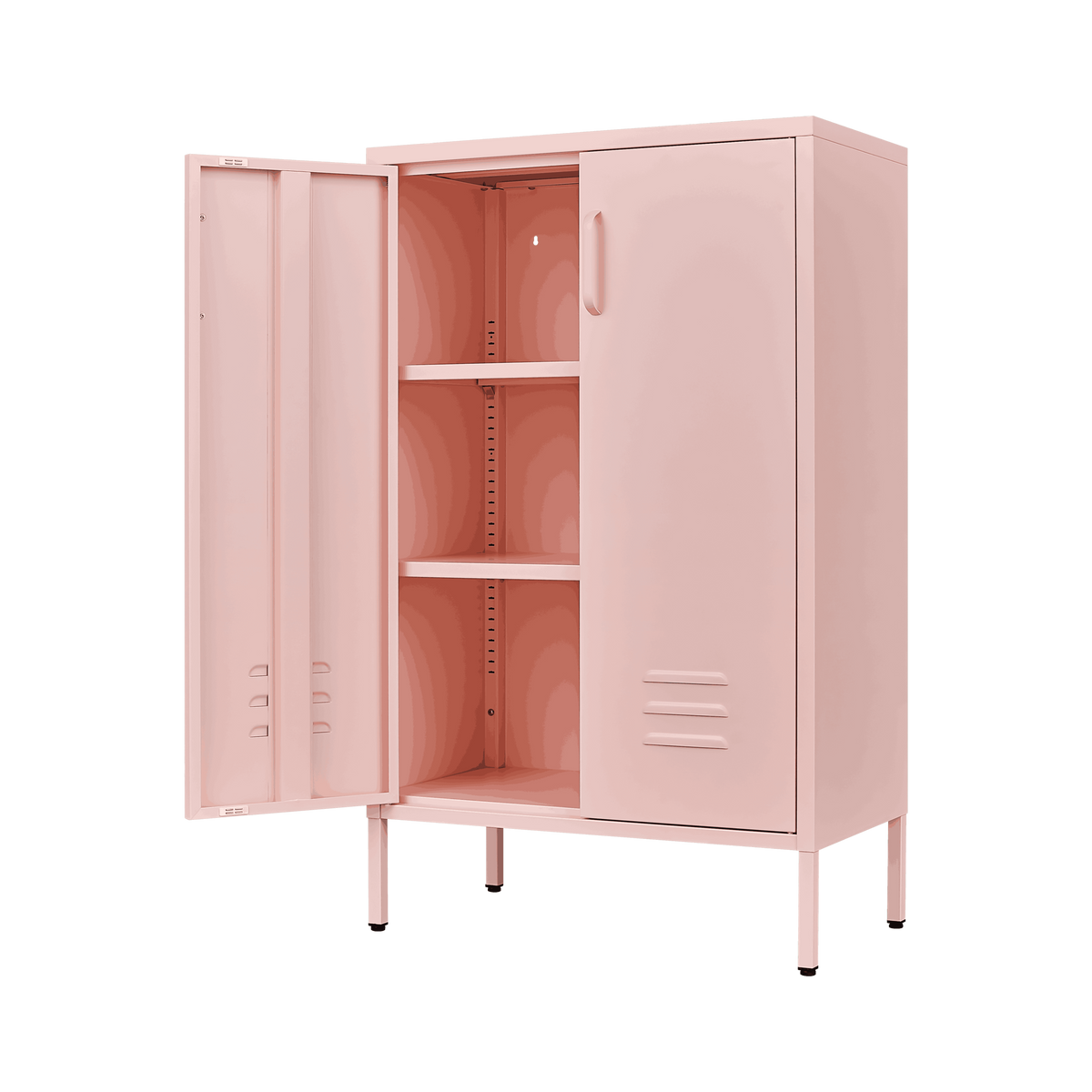 Pink Steel Double Door Cabinet with Handles, With Removable Dividers and Adjustable Height. Suitable for Living Room, Office, Bedroom, Study and Other Places. W328P195208-djyc