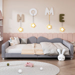 Full size Upholstered Daybed, Sherpa Fabric Sofabed with Cloud-Shaped Backrest, No Box-spring Needed, Gray N733P234605E-djyc