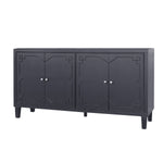 Accent Cabinet 4 Door Wooden Cabinet Sideboard Buffet Server Cabinet Storage Cabinet, for Living Room, Entryway, Hallway, Office, Kitchen and Dining Room, Matte Black W1435P153081-djyc