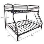 Heavy Duty Twin-Over-Full Metal Bunk Bed, Easy Assembly with Enhanced Upper-Level Guardrail, Black W840127266-djyc