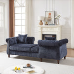 81-inch Chenille Face-to-face Chaise Lounge with Two Pillows,Nailhead trim,Button Tufted Design and Rolled Arms for Lounge, Living room and Office W834S00317-djyc