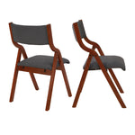 Upholstered folding Dining chair, space saving, easy to carry, Dining Room,No assembly required,2-Pack-Grey+Cherry W2336P163452-djyc