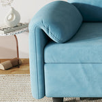 Sofa Showcase: 54" Velvet Blue Sofa Bed – A Dual-Purpose Living Room Gem with a Retractable Bed Option W1278127958-djyc