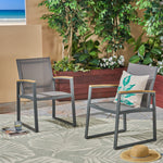 Mid-Century Modern Patio Dining Chairs with Faux-Wood Arms – Set of Two 62759.00GGRY-djyc