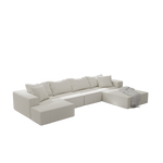 Modern Upholstered Sectional Sofa Couch Set,Modular 132" L Shaped Sectional Living Room Sofa Set With 6 Pillows,Free Combination Sofa Couch for Living Room,Bedroom W834S00311-djyc