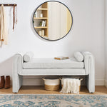 Bedroom storage stool, linen fabric storage stool, large storage space, 50.39 inches, can be used for bed end, living room, entrance, White W487P180474-djyc