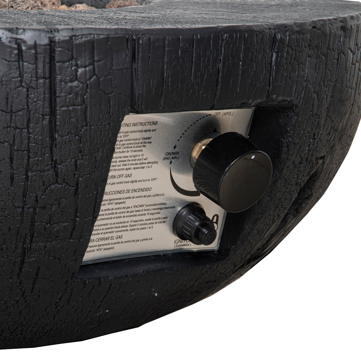 30,000 BTU Faux Woodgrain Round Propane Gas Fire pit With Weather cover, Lava Rocks For Outdoor W2029120078-djyc