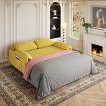 Dual-Purpose Velvet Sofa Bed: Elegant Yellow Sofa Transforms into a Retractable Bed for Your Living Room W1278P152680-djyc