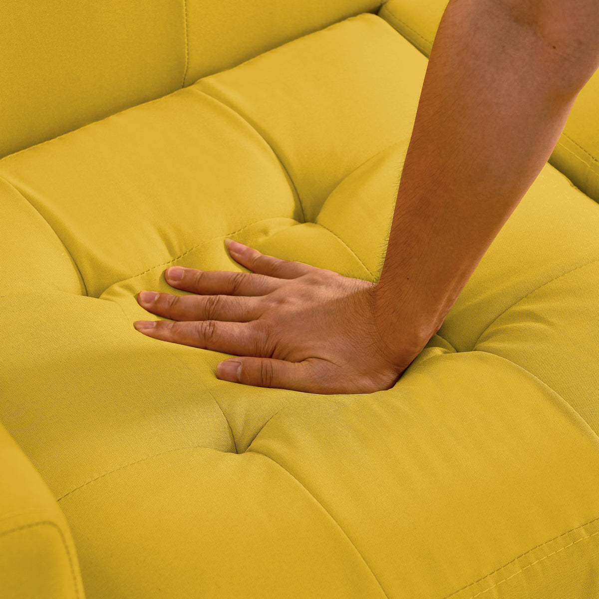 Loveseat Sofa, Mid Century Modern Decor Love Seat Couches for Living Room, Button Tufted Upholstered Small Couch for Bedroom, Solid and Easy to Install Love Seats Furniture, Yellow W487P189545-djyc