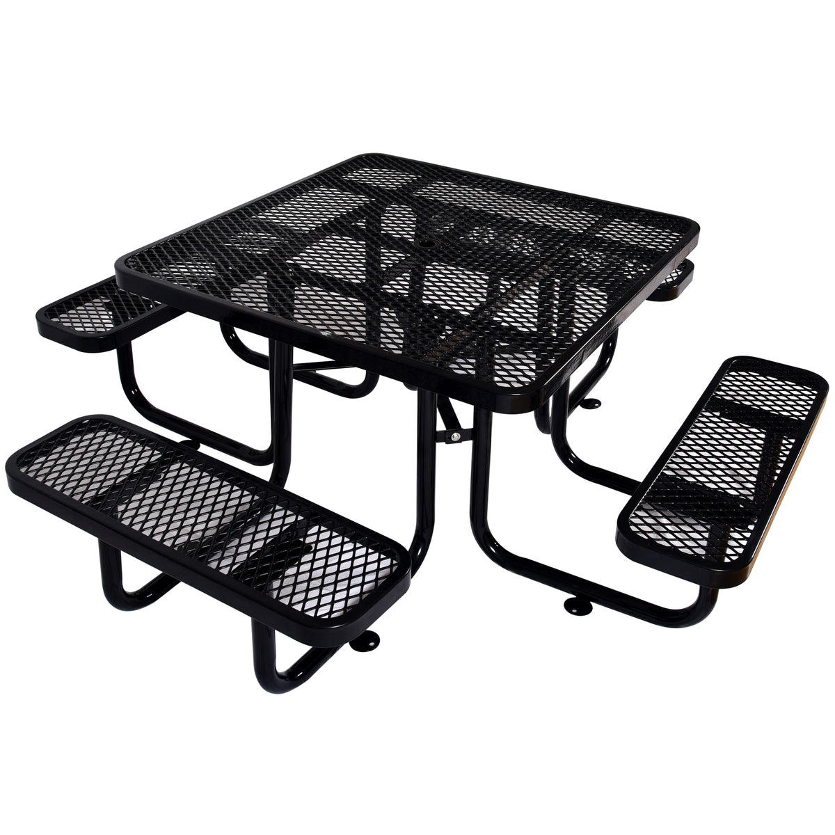 Square Outdoor Steel Picnic Table 46' black ,with umbrella pole W465S00014-djyc