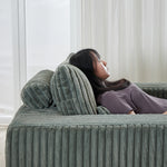 62.5-Inch Corduroy Sponge Sofa Lounge Chair with Removable footrest,No Assembly Required,Fluffy Modern Sleeper Chair for Indoor Living Room Bedroom W834P206047-djyc