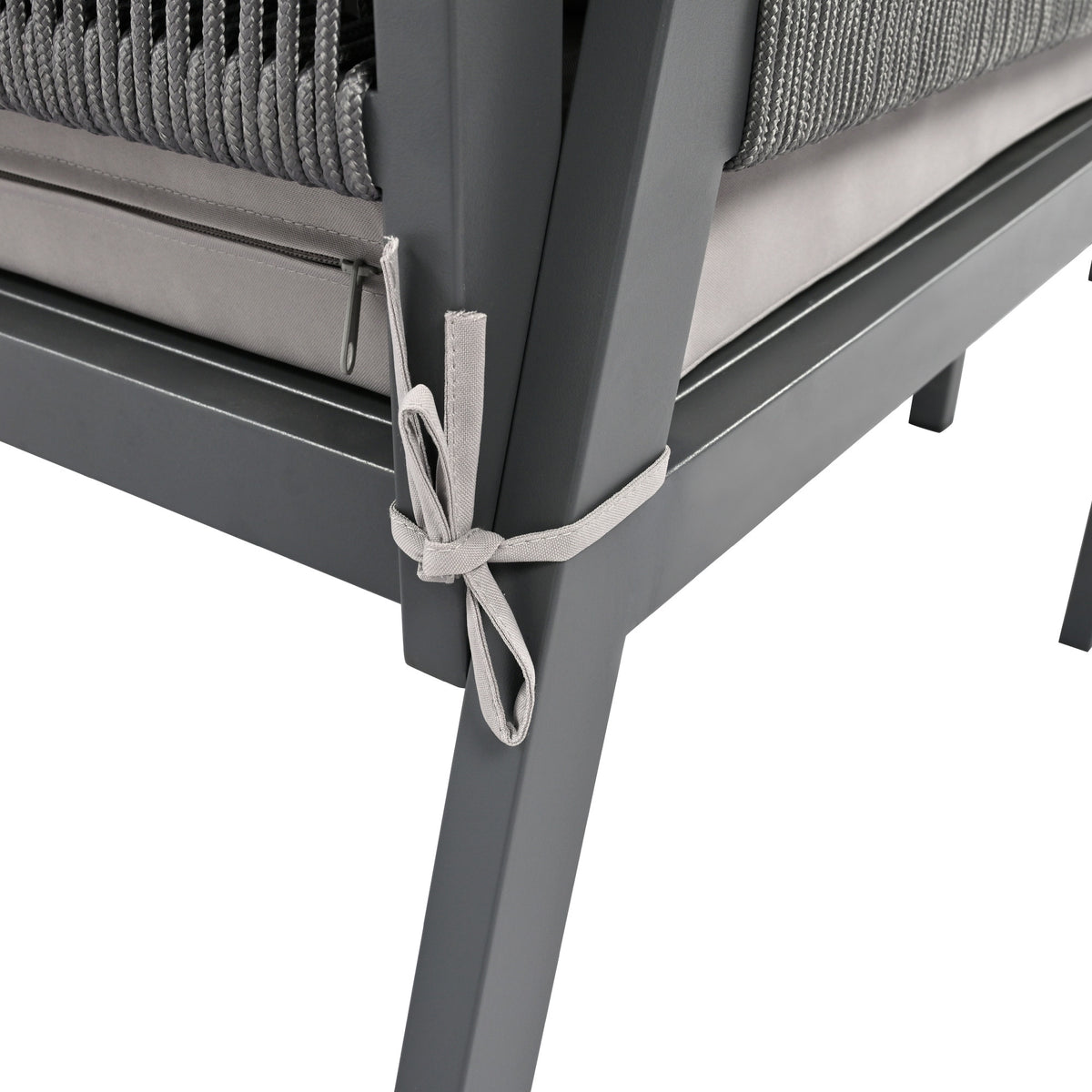 K&K 4-Piece Rope Patio Furniture Set, Outdoor Furniture with Tempered Glass Table, Patio Conversation Set Deep Seating with Thick Cushion for Backyard Porch Balcony (Grey) SK000003AAG-djyc