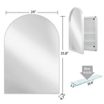 24x36 Inch Arched Recessed Medicine Cabinet, Metal Framed Bathroom Wall Cabinet with Mirror and Adjustable Shelves, Wall Mirror with Storage for Bathroom, White W1435P202407-djyc