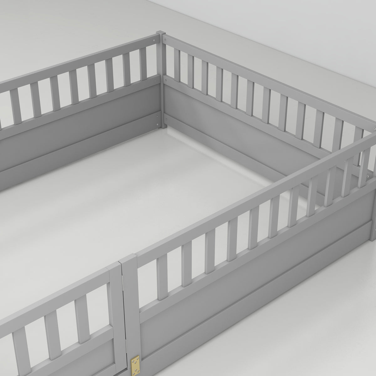 Full sizeFloor bed, integral construction with super high security barrier, door, children's floor bed frame, Montessori wooden children's floor bed,Grey W1858P164934-djyc