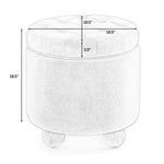 Round Storage Ottoman, multi-functional round flannel button Ottoman, lid can be turned over as a table top, with storage space-GREEN W487P243603-djyc