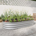 Raised Garden Bed Outdoor, Oval Large Metal Raised Planter Bed for for Plants, Vegetables, and Flowers - Silver W840101952-djyc