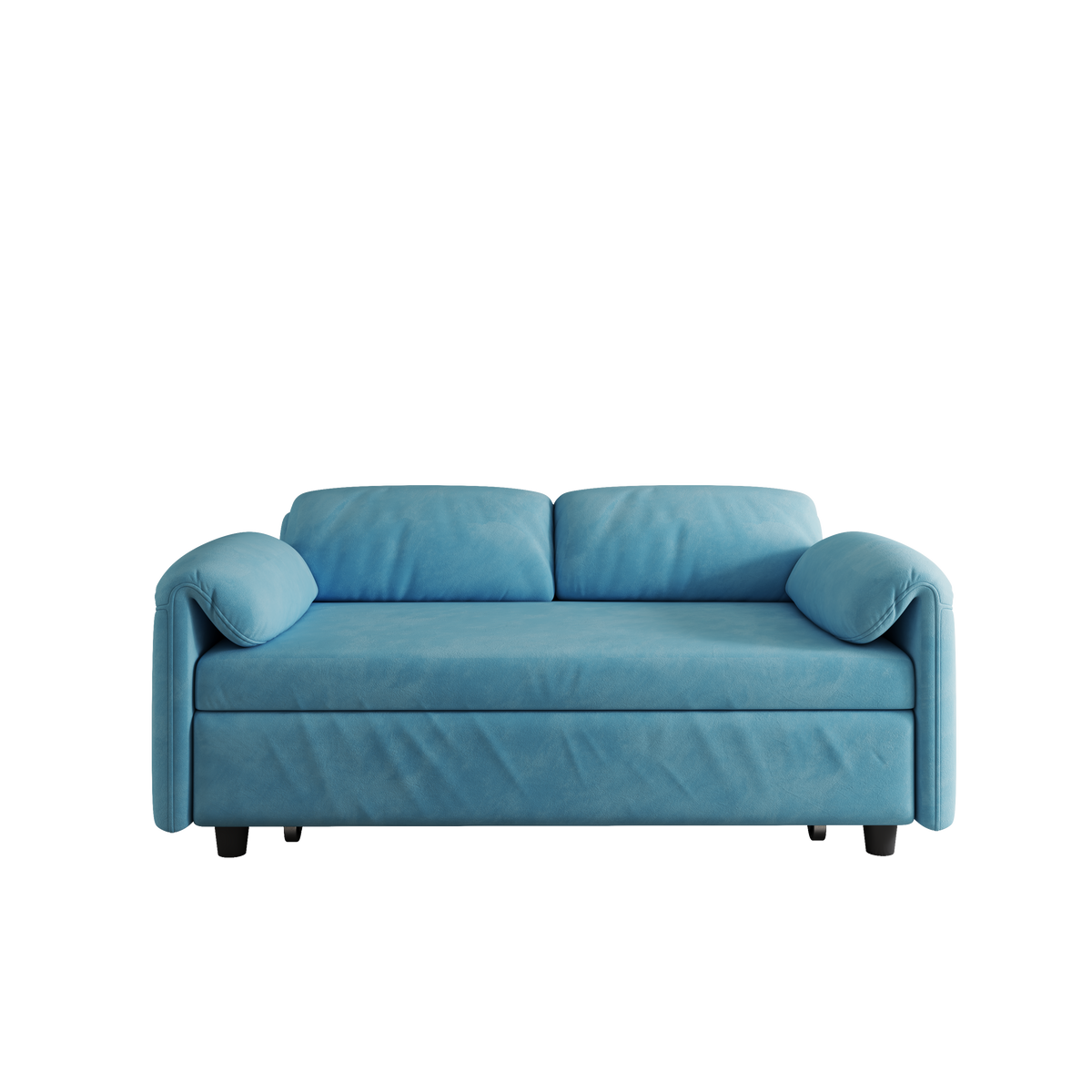 Sofa Showcase: 54" Velvet Blue Sofa Bed – A Dual-Purpose Living Room Gem with a Retractable Bed Option W1278127958-djyc