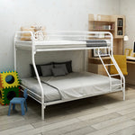 Heavy Duty Twin-Over-Full Metal Bunk Bed, Easy Assembly with Enhanced Upper-Level Guardrail, White W84041890-djyc