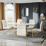 MDF Dining Table,Panel stainless steel polished gold-plated bar, need to hit copper nails,Table Size: 62.99" L x 35.43" W x 29.92" H W1311S00252-djyc