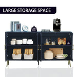 Modern Lacquered 4 Door Wooden Cabinet Sideboard Buffet Server Cabinet Storage Cabinet, for Living Room, Entryway, Hallway, Office, Kitchen and Dining Room, Navy Blue W1435P191610-djyc