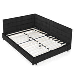 Full Size Upholstered TuftedBed Frame, Sofa Bed Frame with Comfortable Backrest and Armrests, Full Size Bed for Bedroom, Living Room,Velvet, Black(80.5''*59''*30.5'') W487S00222-djyc