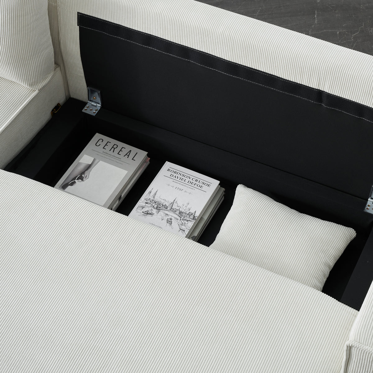 Comfortable 93-Inch Beige Corduroy Sofa Bed Including Two Pillows - Perfectly Suited for Living Room or Apartment, Maintaining a Spacious & Uncrowded Atmosphere W1278S00023-djyc