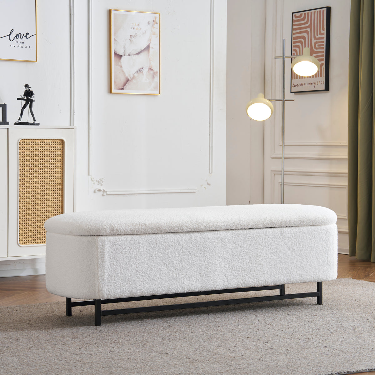 Elegant Ottoman with Spacious Storage Function, White N769P227981W-djyc