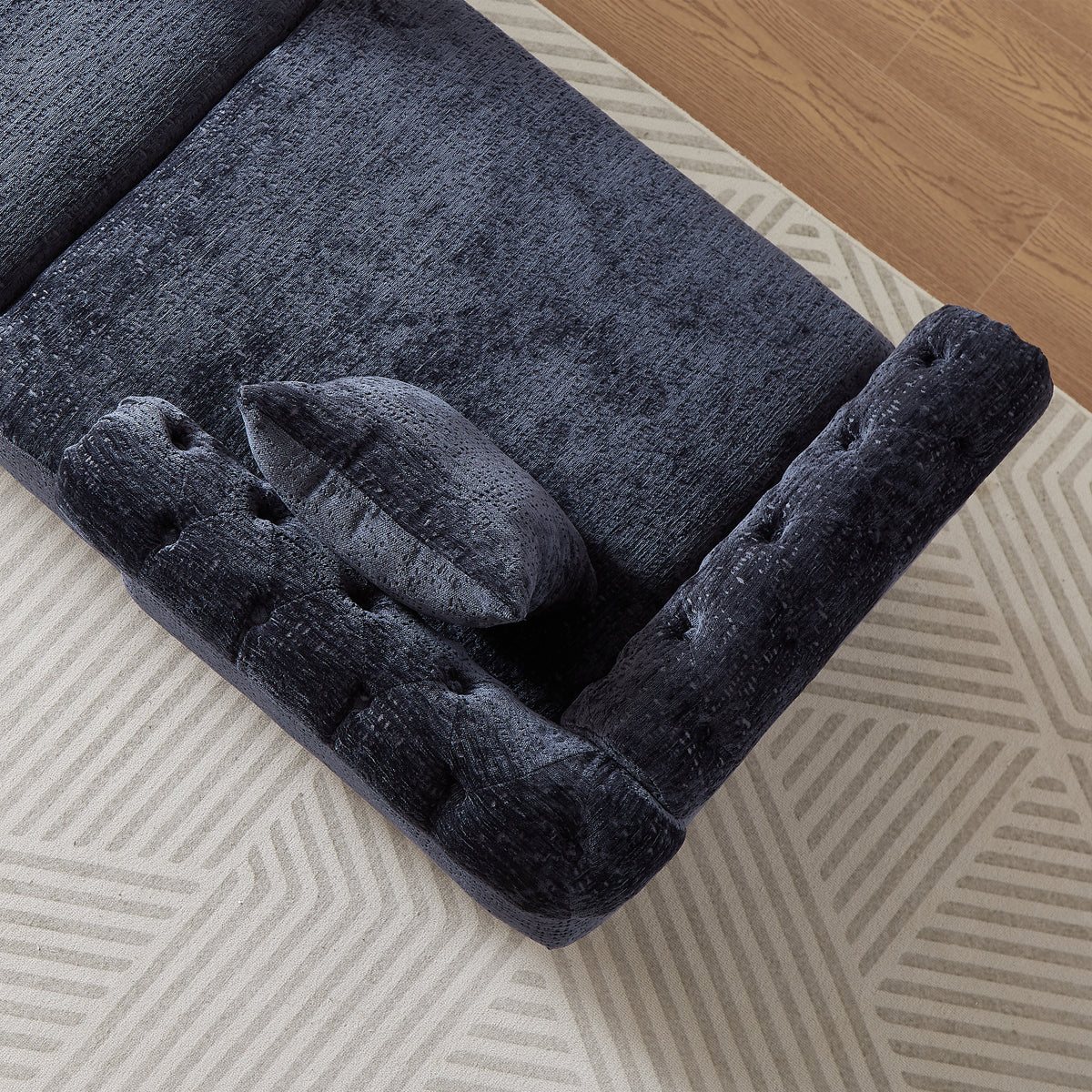 81-inch Chenille Face-to-face Chaise Lounge with Two Pillows,Nailhead trim,Button Tufted Design and Rolled Arms for Lounge, Living room and Office W834S00317-djyc