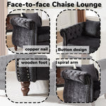 81-inch Chenille Face-to-face Chaise Lounge with Two Pillows,Nailhead trim,Button Tufted Design and Rolled Arms for Lounge, Living room and Office W834S00319-djyc