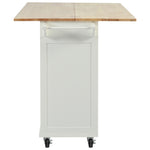 K&K Kitchen Island with Foldable Counter Top, Kitchen Storage Cart with Slide-Out Shelf, Towel Rack and Drawer, Rolling Kitchen Cart on Wheels, for Kitchen, Living Room, Dining Room, White N707P173036W-djyc