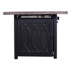 Faux Woodgrain Table top And Steel Base Propane Outdoor Fire Pit Table With Lid W2029120085-djyc