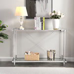 43.31'' Chrome Glass Sofa Table, Acrylic Side Table, Console Table for Living Room& Bedroom W821P184417-djyc