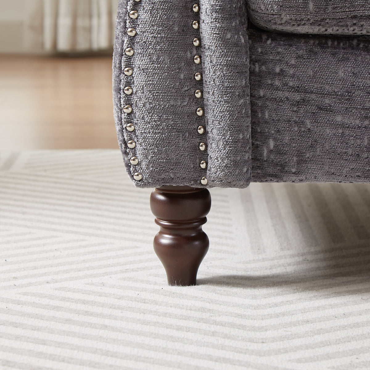 81-inch Chenille Face-to-face Chaise Lounge with Two Pillows,Nailhead trim,Button Tufted Design and Rolled Arms for Lounge, Living room and Office W834S00316-djyc