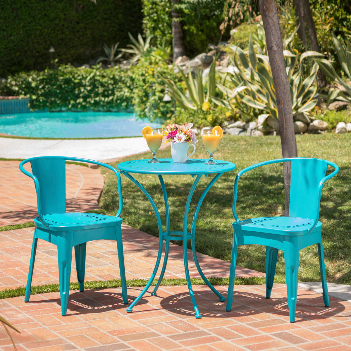 Whimsical 3-Piece Bistro Set – Powder-Coated Iron, Water-Resistant, Lighthearted Outdoor Seating 56559.00MCT-djyc