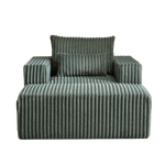 62.5-Inch Corduroy Sponge Sofa Lounge Chair with Removable footrest,No Assembly Required,Fluffy Modern Sleeper Chair for Indoor Living Room Bedroom W834P206047-djyc