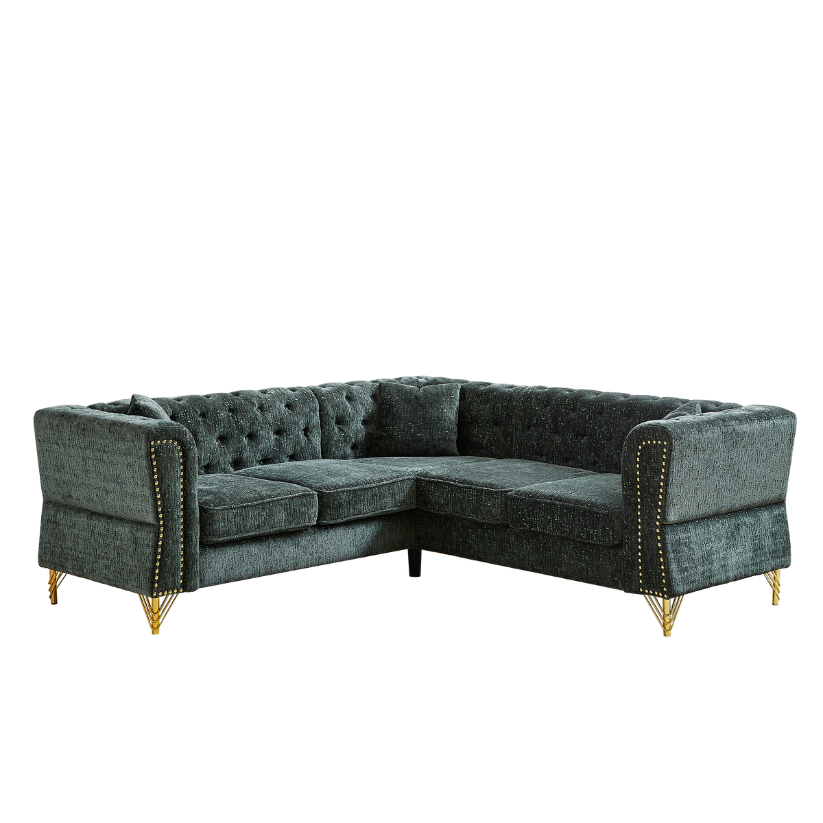 81.5-Inch Chenille Corner Sofa , L-Shaped Sectional Couch, 5-Seater Corner Sofas with 3 Cushions for Living Room, Bedroom, Apartment, Office W834S00264-djyc