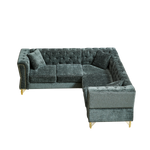 81.5-Inch Chenille Corner Sofa , L-Shaped Sectional Couch, 5-Seater Corner Sofas with 3 Cushions for Living Room, Bedroom, Apartment, Office W834S00264-djyc