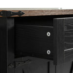 K&K 53.5''Farmhouse Kitchen Island with Power Outlet, Kitchen Storage Island with Drop Leaf, Spice Rack and Drawer, Rolling Kitchen Cart on Wheels, for Home, Kitchen and Dining Room, Black N707P170348B-djyc