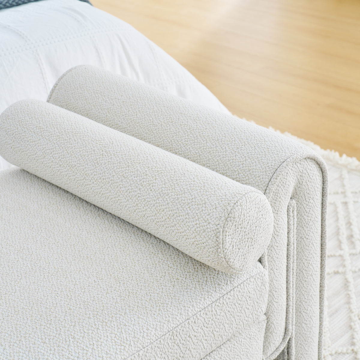 Bedroom storage stool, linen fabric storage stool, large storage space, 50.39 inches, can be used for bed end, living room, entrance, White W487P180474-djyc